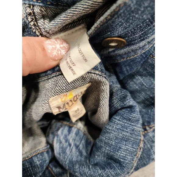 Mudd Denim Jacket Women's Medium Blue Medium Wash 100% Cotton Adjustable Waist - Picture 5 of 6